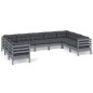 vidaXL 9-tlg. Garten-Lounge-Set mit Kissen Grau Kiefernholz vidaXL 9-tlg. Garten-Lounge-Set mit Kissen Grau Kiefernholz