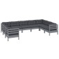 vidaXL 9-tlg. Garten-Lounge-Set mit Kissen Grau Kiefernholz vidaXL 9-tlg. Garten-Lounge-Set mit Kissen Grau Kiefernholz