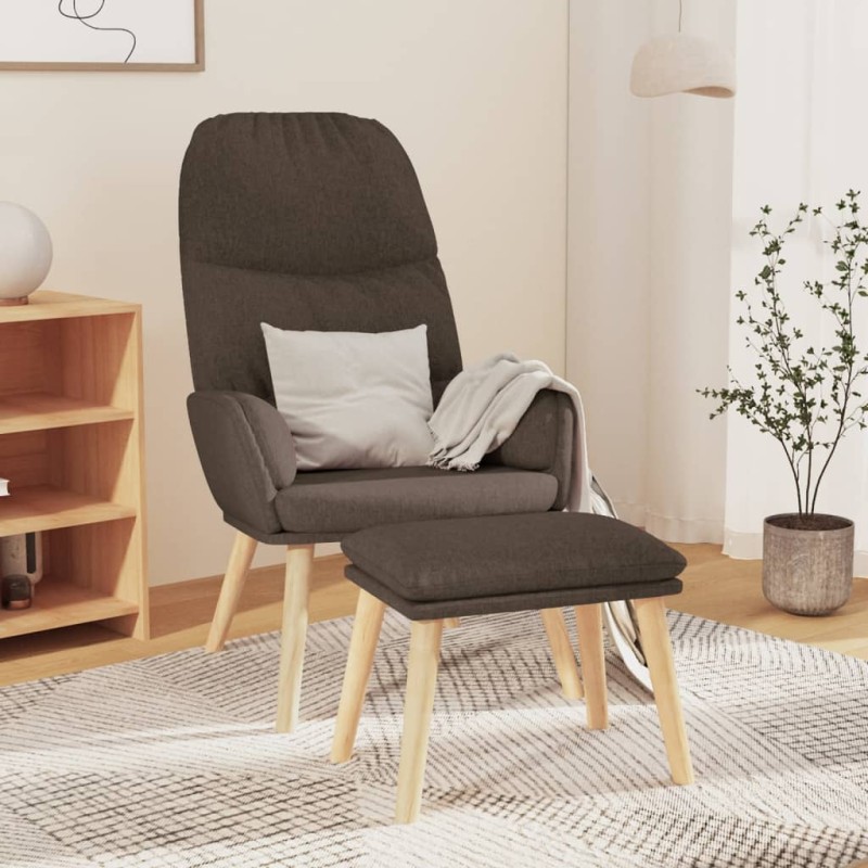 vidaXL Relaxsessel mit Hocker Taupe Stoff vidaXL Relaxsessel mit Hocker Taupe Stoff