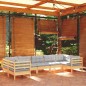 vidaXL 7-tlg. Garten-Lounge-Set mit Grauen Kissen Kiefernholz vidaXL 7-tlg. Garten-Lounge-Set mit Grauen Kissen Kiefernholz