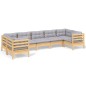 vidaXL 7-tlg. Garten-Lounge-Set mit Grauen Kissen Kiefernholz vidaXL 7-tlg. Garten-Lounge-Set mit Grauen Kissen Kiefernholz