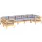 vidaXL 7-tlg. Garten-Lounge-Set mit Grauen Kissen Kiefernholz vidaXL 7-tlg. Garten-Lounge-Set mit Grauen Kissen Kiefernholz