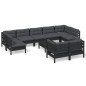 vidaXL 10-tlg. Garten-Lounge-Set mit Kissen Schwarz Massivholz Kiefer vidaXL 10-tlg. Garten-Lounge-Set mit Kissen Schwarz Massivholz Kiefer