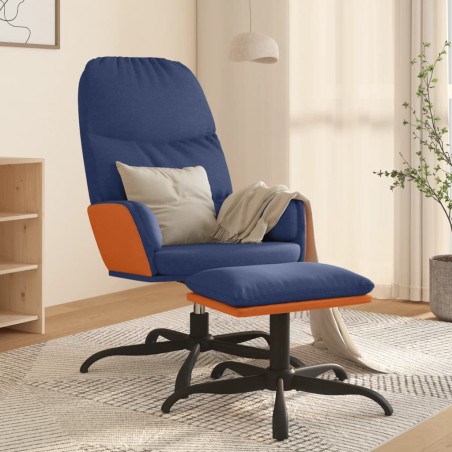 vidaXL Relaxsessel mit Hocker Blau Stoff