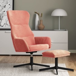 vidaXL Relaxsessel mit Hocker Rosa Samt