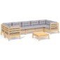 vidaXL 8-tlg. Garten-Lounge-Set mit Grauen Kissen Kiefernholz vidaXL 8-tlg. Garten-Lounge-Set mit Grauen Kissen Kiefernholz