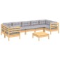 vidaXL 8-tlg. Garten-Lounge-Set mit Grauen Kissen Kiefernholz vidaXL 8-tlg. Garten-Lounge-Set mit Grauen Kissen Kiefernholz
