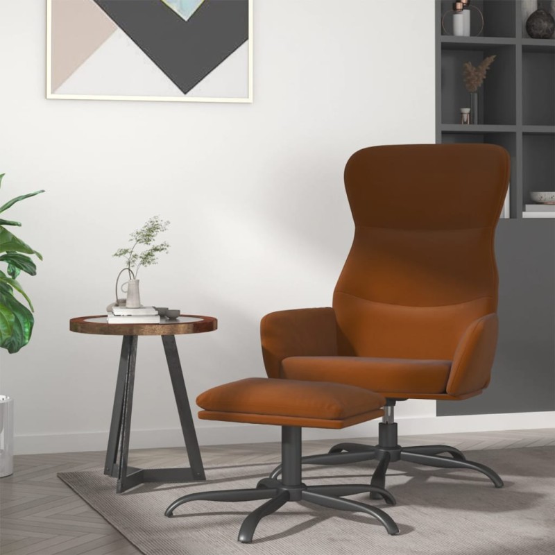 vidaXL Relaxsessel mit Hocker Braun Mikrofasergewebe vidaXL Relaxsessel mit Hocker Braun Mikrofasergewebe