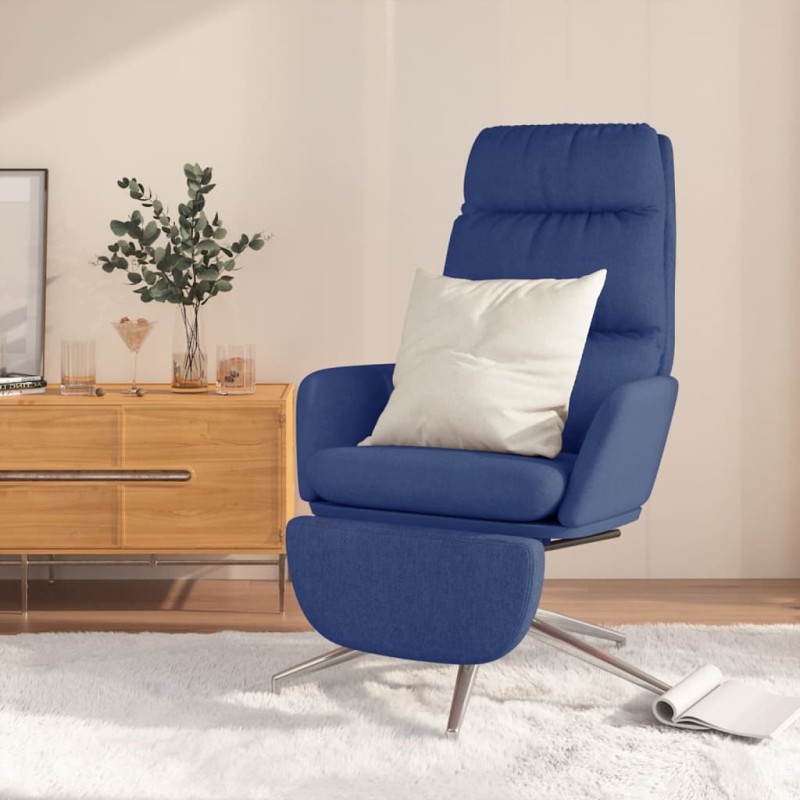 vidaXL Relaxsessel mit Fußstütze Blau Stoff vidaXL Relaxsessel mit Fußstütze Blau Stoff