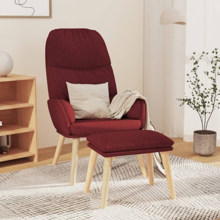 vidaXL Relaxsessel mit Hocker Weinrot Stoff