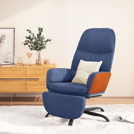 vidaXL Relaxsessel mit Fußstütze Blau Stoff