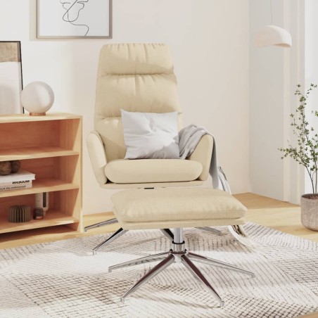 vidaXL Relaxsessel mit Hocker Creme Stoff