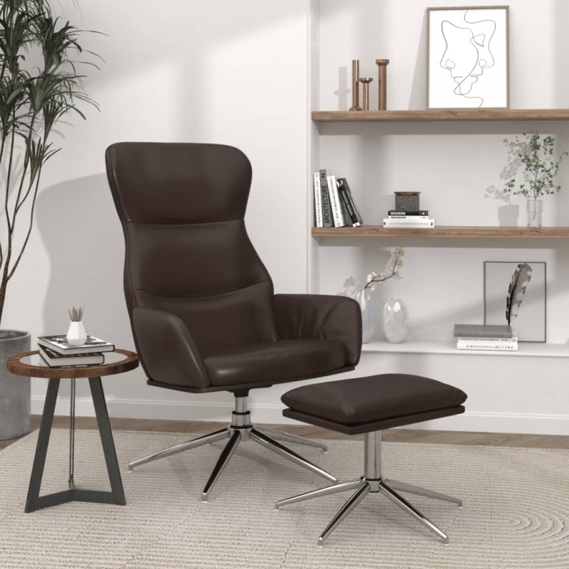 vidaXL Relaxsessel mit Hocker Glänzend Braun Kunstleder vidaXL Relaxsessel mit Hocker Glänzend Braun Kunstleder