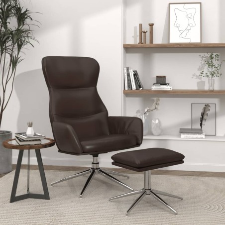 vidaXL Relaxsessel mit Hocker Glänzend Braun Kunstleder