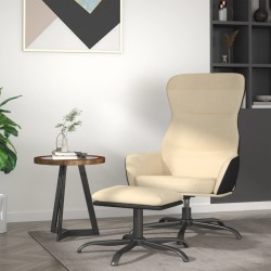 vidaXL Relaxsessel mit Hocker Creme Stoff