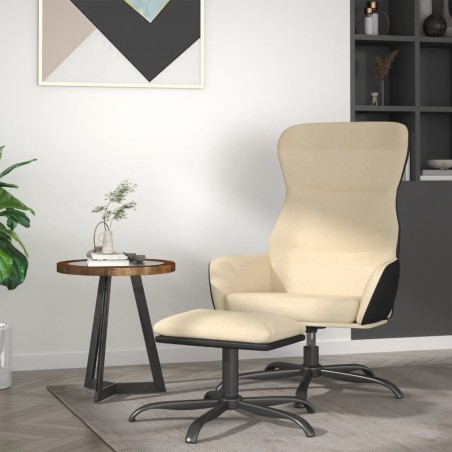 vidaXL Relaxsessel mit Hocker Creme Stoff