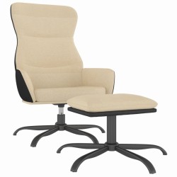vidaXL Relaxsessel mit Hocker Creme Stoff