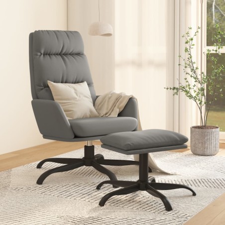 vidaXL Relaxsessel mit Hocker Grau Kunstleder