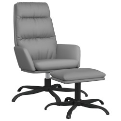 vidaXL Relaxsessel mit Hocker Grau Kunstleder