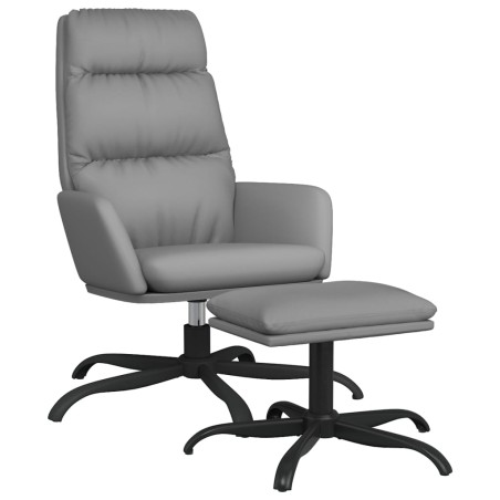 vidaXL Relaxsessel mit Hocker Grau Kunstleder