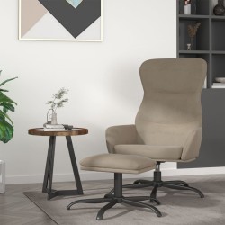 vidaXL Relaxsessel mit Hocker Hellgrau Mikrofasergewebe