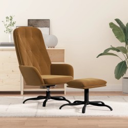 vidaXL Relaxsessel mit Hocker Braun Samt