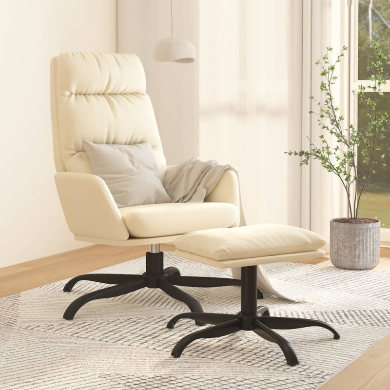 vidaXL Relaxsessel mit Hocker Creme Kunstleder vidaXL Relaxsessel mit Hocker Creme Kunstleder