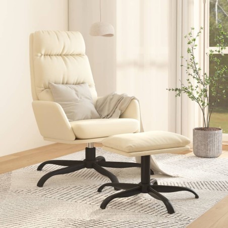vidaXL Relaxsessel mit Hocker Creme Kunstleder