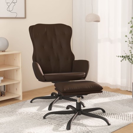 vidaXL Relaxsessel mit Hocker Braun Kunstleder