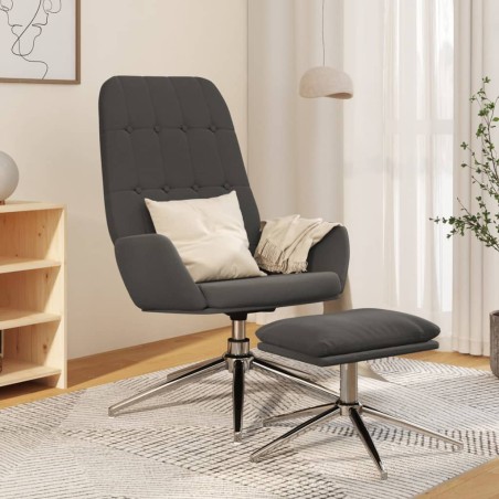 vidaXL Relaxsessel mit Hocker Dunkelgrau Mikrofasergewebe