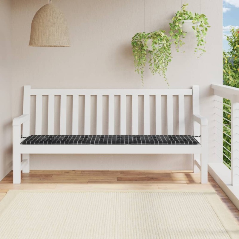 Gartenbank-Auflage Schwarz Karomuster 200x50x3 cm Stoff Gartenbank-Auflage Schwarz Karomuster 200x50x3 cm Stoff