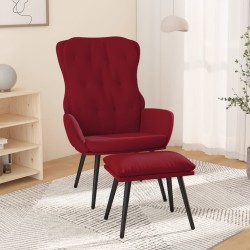 vidaXL Relaxsessel mit Hocker Weinrot Samt