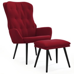 vidaXL Relaxsessel mit Hocker Weinrot Samt