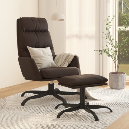 vidaXL Relaxsessel mit Hocker Braun Kunstleder