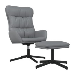 vidaXL Relaxsessel mit Hocker Anthrazitgrau Kunstleder