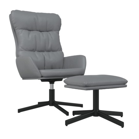 vidaXL Relaxsessel mit Hocker Anthrazitgrau Kunstleder
