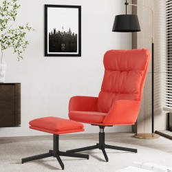 vidaXL Relaxsessel mit Hocker Rot Kunstleder