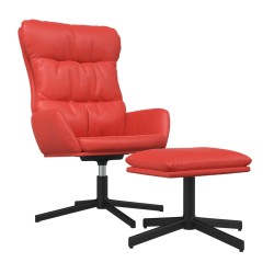vidaXL Relaxsessel mit Hocker Rot Kunstleder