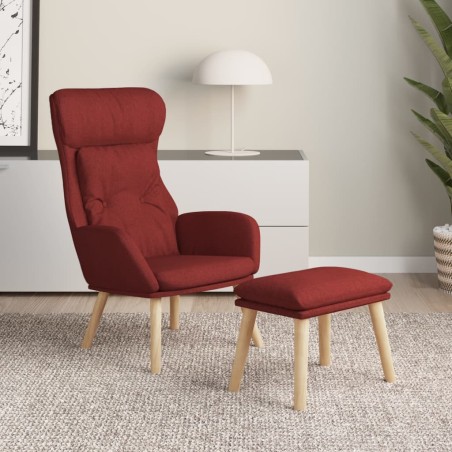 vidaXL Relaxsessel mit Hocker Weinrot Stoff