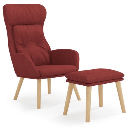 vidaXL Relaxsessel mit Hocker Weinrot Stoff