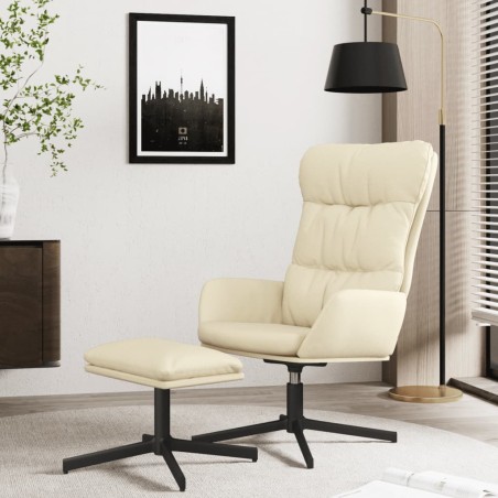 vidaXL Relaxsessel mit Hocker Creme Kunstleder