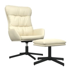 vidaXL Relaxsessel mit Hocker Creme Kunstleder