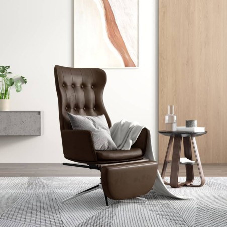 vidaXL Relaxsessel mit Fußstütze Glänzend Braun Kunstleder