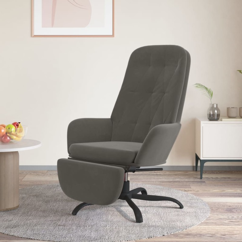 vidaXL Relaxsessel mit Fußstütze Dunkelgrau Samt vidaXL Relaxsessel mit Fußstütze Dunkelgrau Samt