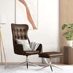 vidaXL Relaxsessel mit Hocker Glänzend Braun Kunstleder
