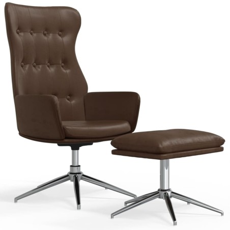 vidaXL Relaxsessel mit Hocker Glänzend Braun Kunstleder