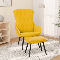vidaXL Relaxsessel mit Hocker Senfgelb Samt