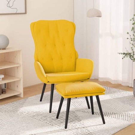 vidaXL Relaxsessel mit Hocker Senfgelb Samt