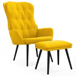 vidaXL Relaxsessel mit Hocker Senfgelb Samt