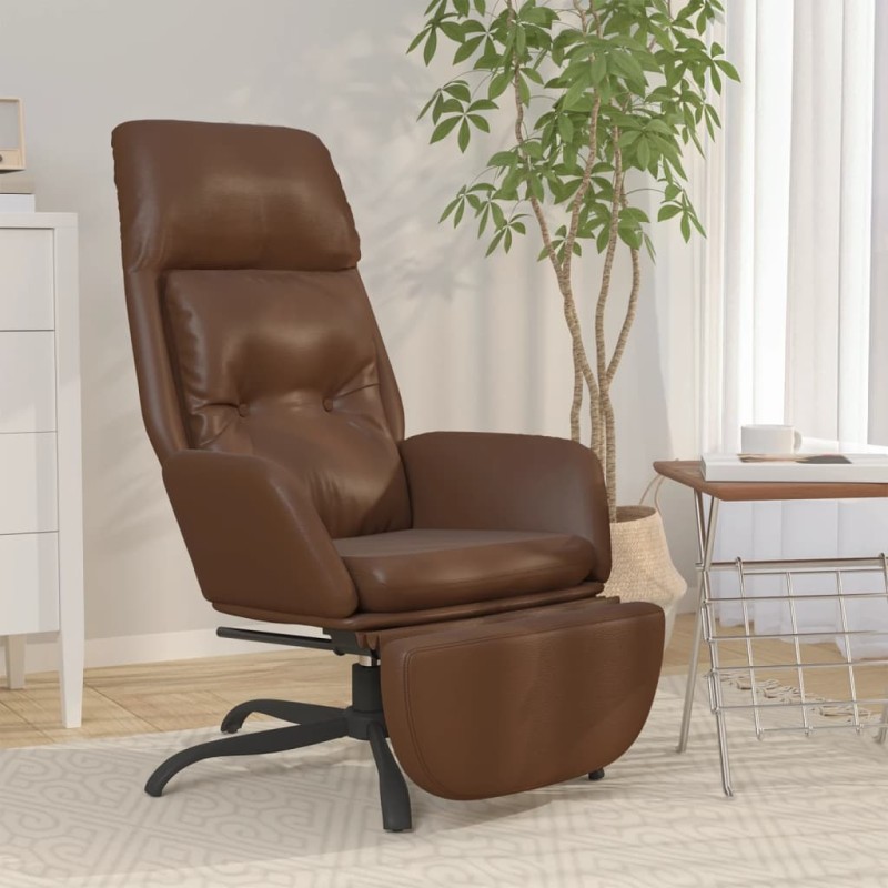 vidaXL Relaxsessel mit Fußstütze Glänzend Braun Kunstleder vidaXL Relaxsessel mit Fußstütze Glänzend Braun Kunstleder